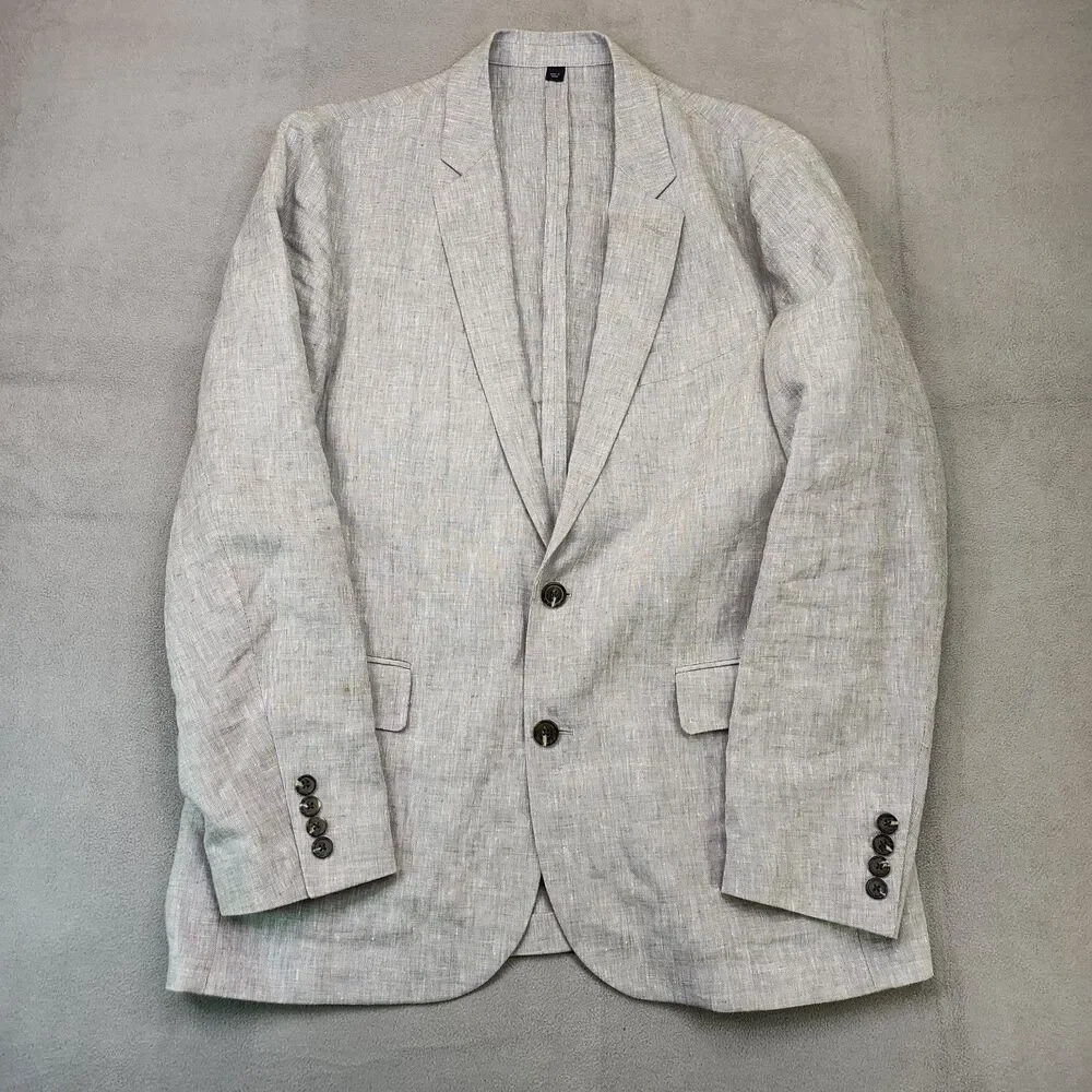 J.‎ Crew Thompson Blazer 100% Linen Men's 42R Gray Two Button Sport Coat Jacket